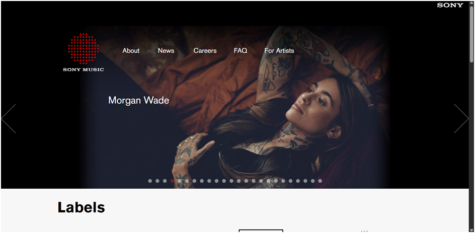 Sony Music home page