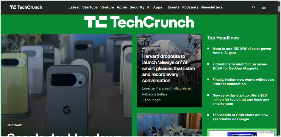 TechCrunch home page