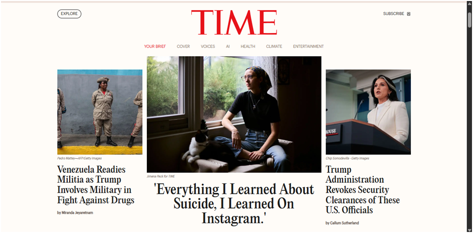 Time Magazine home page