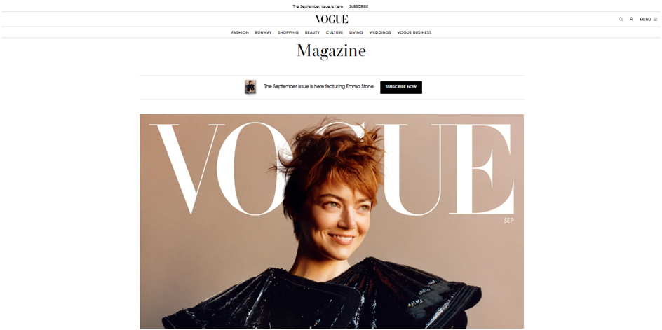 Vogue home page